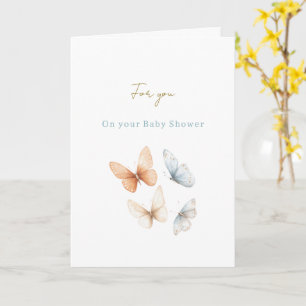 Pfirsichblaue Schmetterlinge Babyparty Karte