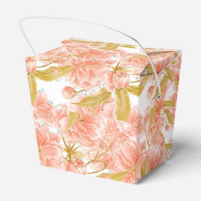 Pfirsichblüte Blütenkunst gemustert Geschenkschachtel (Rückseite)