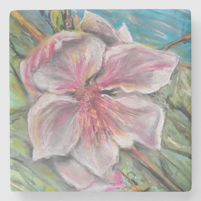 Pfirsichblüte Steinuntersetzer (Vorderseite)