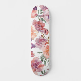 Pfirsichblüten Aquarell Blumen Botanische Blüten Skateboard