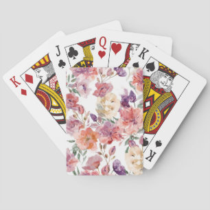 Pfirsichblüten Aquarell Blumen Botanische Blüten Spielkarten