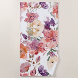 Pfirsichblüten Aquarell Blumen Botanische Blüten Strandtuch