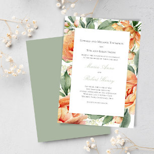 Pfirsichblüten-Aquarell Elegante Hochzeitssuite Einladung
