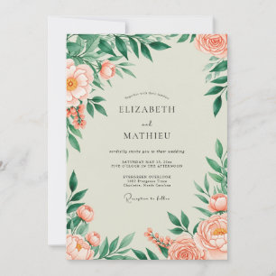 Pfirsichblüten-Hochzeit im Frühling Einladung