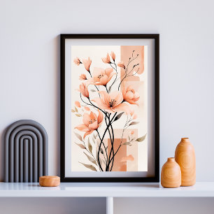 Pfirsichblüten Minimalismus Poster