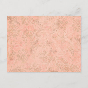 Pfirsichblüten-Ornamentmuster-Hintergrund Postkarte