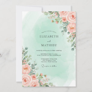 Pfirsichblüten Romantische Hochzeit Einladung