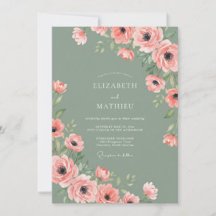 Pfirsichblüten Romantische Pracht Hochzeit Einladung
