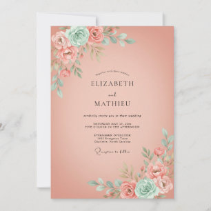 Pfirsichblüten Romantische Üppige Hochzeit Einladung