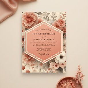 Pfirsichblüten-Romanze-Hochzeit Einladung