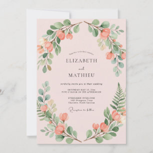 Pfirsichblüten Zarte Florale Hochzeit Einladung