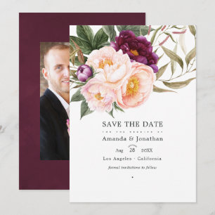 Pfirsichblütenhochzeit-Foto Save The Date