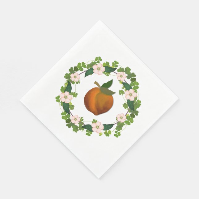 Pfirsichblütenkranz Serviette (Ecke)