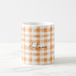 Pfirsichcreme Weiße Karierte Streifen Kaffeetasse