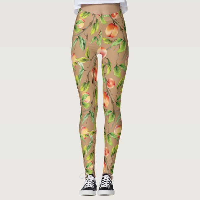 Pfirsiche am Baum Leggings (Vorderseite)