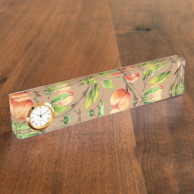 Pfirsiche am Baum Namensplakette (Seite)