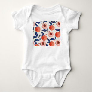 Pfirsiche Apricot Blätter Creme Background Baby Strampler