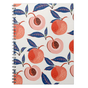 Pfirsiche Apricot Blätter Creme Background Notizblock