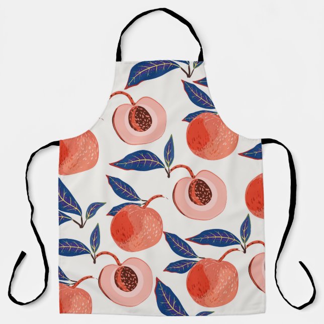 Pfirsiche Apricot Blätter Creme Background Schürze (Vorderseite)