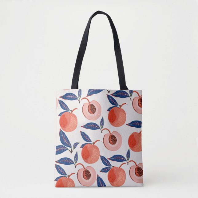Pfirsiche Apricot Blätter Creme Background Tasche (Vorderseite)