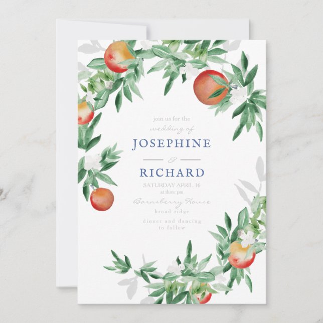 Pfirsiche, Aquarelle Design, für Hochzeiten einlad Einladung (Vorderseite)