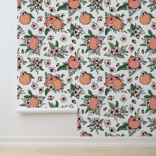 Pfirsiche & Blossom Blumenmuster Tapete