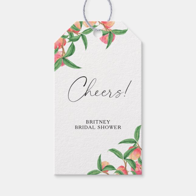 Pfirsiche - Brautparty Cheers! Geschenkanhänger (Vorderseite)