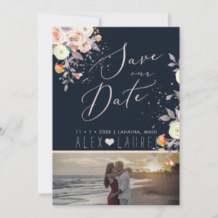 Pfirsiche+Creme Aquarellfarben Save the Date Einladung
