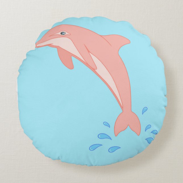 Pfirsiche der rosa Dolphin Rundes Kissen (Vorderseite)