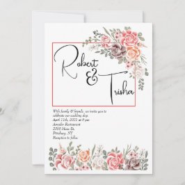 Pfirsiche & Foto Hochzeitsfeier Einladung