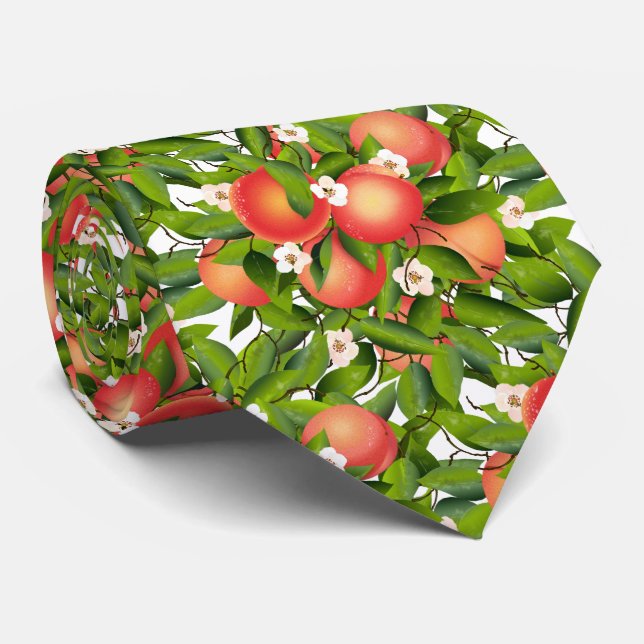 Pfirsiche Frucht botanisches Floral Krawatte (Gerollt)