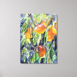 Pfirsiche Frucht noch lebendig Aquarellmalerei Leinwanddruck