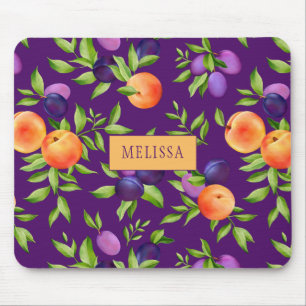 Pfirsiche Pflaumen Lila Niedliches Fruchtmuster Mousepad
