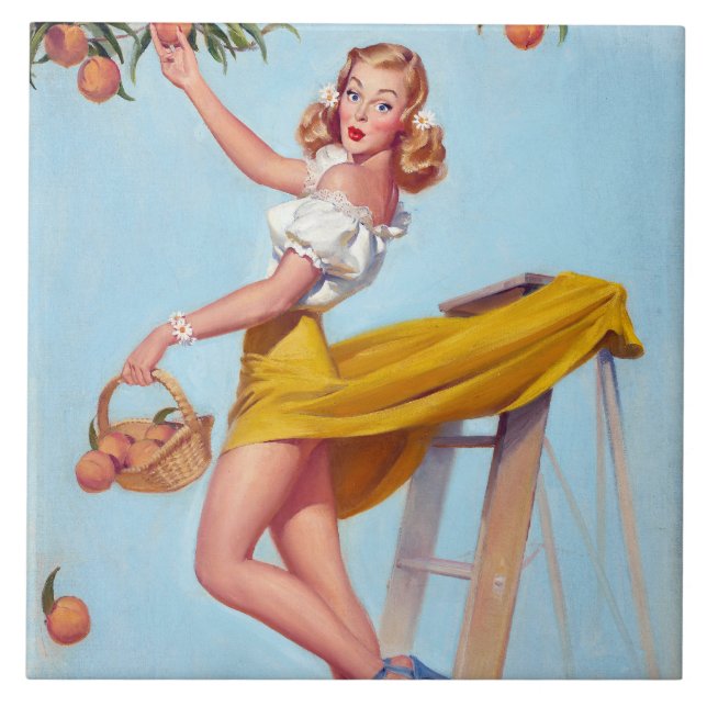Pfirsiche Pin Up Fliese (Vorderseite)