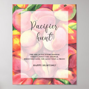 Pfirsiche - Schnuller Jagd Baby Shower Spiel Poste Poster