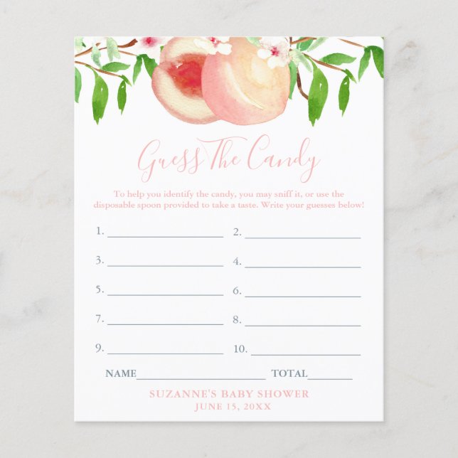 Pfirsiche schnuppern die Candy Girl Baby Duschkart Flyer (Vorne)