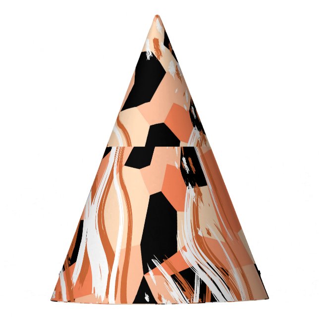 Pfirsiche Schwarz-weißes Abstraktes Muster. Partyhütchen (Vorderseite)