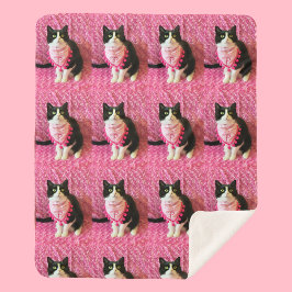 Pfirsiche Tuxedo Cat Medium Sherpa Blanket Sherpadecke