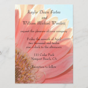Pfirsiche und Blume Cream Gerbera Einladung