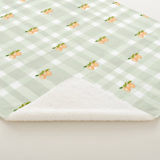 Pfirsiche und Salbei karierter Sherpa-Wurfdecke Sherpadecke