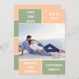 Pfirsichfarbblock Hochzeit Sichern des Datums Save The Date