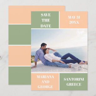 Pfirsichfarbblock Hochzeit Sichern des Datums Save The Date