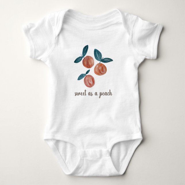 Pfirsichfarben Sweet als Peach Baby Bodysuit Strampler (Vorderseite)