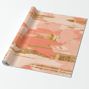 Pfirsichfarben und goldene Markierungen Geschenkpapier