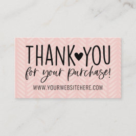 Pfirsichfarben und schwarz Danke Business Card Visitenkarte