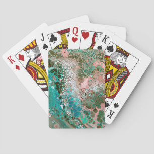 Pfirsichfarben und türkisfarbene Acrylsäure Abstra Spielkarten