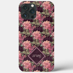 Pfirsichfarbene Blume für das Monogramm Lila Diama Case-Mate iPhone Hülle
