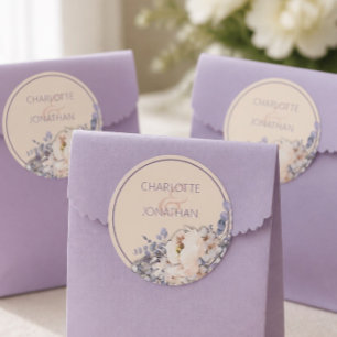 Pfirsichfarbene Blumenhochzeitsaufkleber Runder Aufkleber