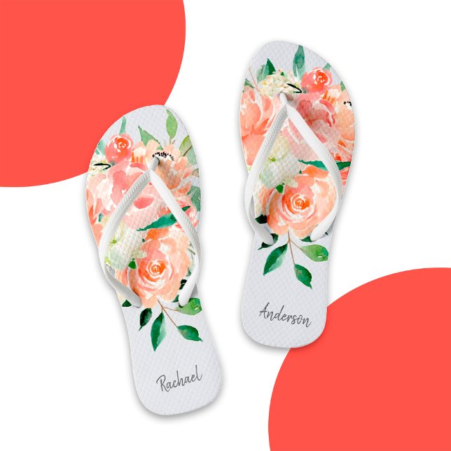Pfirsichfarbene Blüte mit Ihrem Namen Flip Flops (Von Creator hochgeladen)