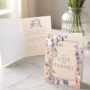 Pfirsichfarbene Florale Hochzeit Dankeskarte